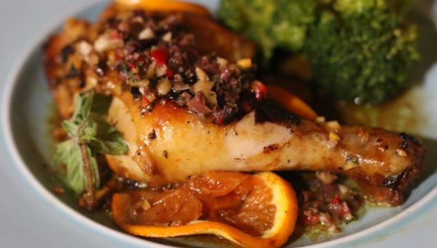 Orange – Oregano Roast Chicken with Olive Gremolata